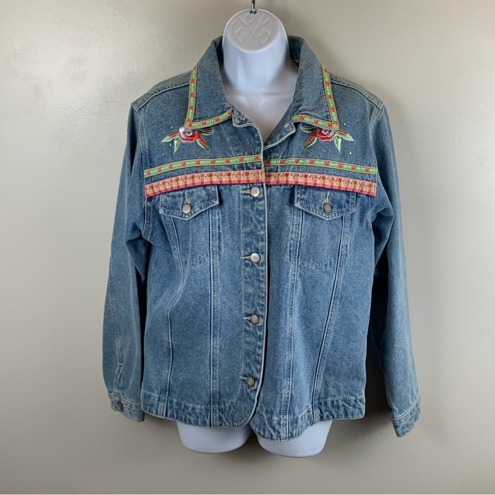 Vintage Bill Blass Jean Jacket Blue Denim Cotton Size Medium Please Read